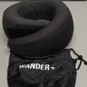 WANDER PLUS Travel Pillow, 100% Pure Memory Foam Travel Neck Pillow Airplane Neck Support Ergonomic Design Best for Sleeping Plane Car Train Office Flight for Adults Black