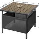 LZRS Adirondack Square Outdoor Side Table with Umbrella Hole, Pool Composite Patio Table,HDPE End Tables for Backyard,Pool, Indoor Companion, Easy Maintenance & Weather Resistant(Light Brown)
