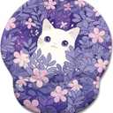 LIMKRIAN Purple Mouse Pad with Wrist Rest, Cat Ergonomic Mouse Pad Wrist Support with Non-Slip Pain Relief PU Base, Funny Computer Mousepad, Cute Kawaii Purple Office Supplies Desk Accessories Decor