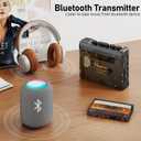 Portable Bluetooth Cassette Tape Player, Cassette Player Recorder,Equipped with Headphone and AUX Ports, Support AUX Line in Record,Built-in Microphone, Powered by DC or AA Battery (Black)