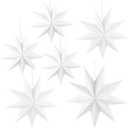 6 Pack Paper Star Lanterns White 9-Pointed Star Lamp Shade Hollow Stars Hanging Decorations for Christmas New Year Birthday Wedding Party, 3 Size