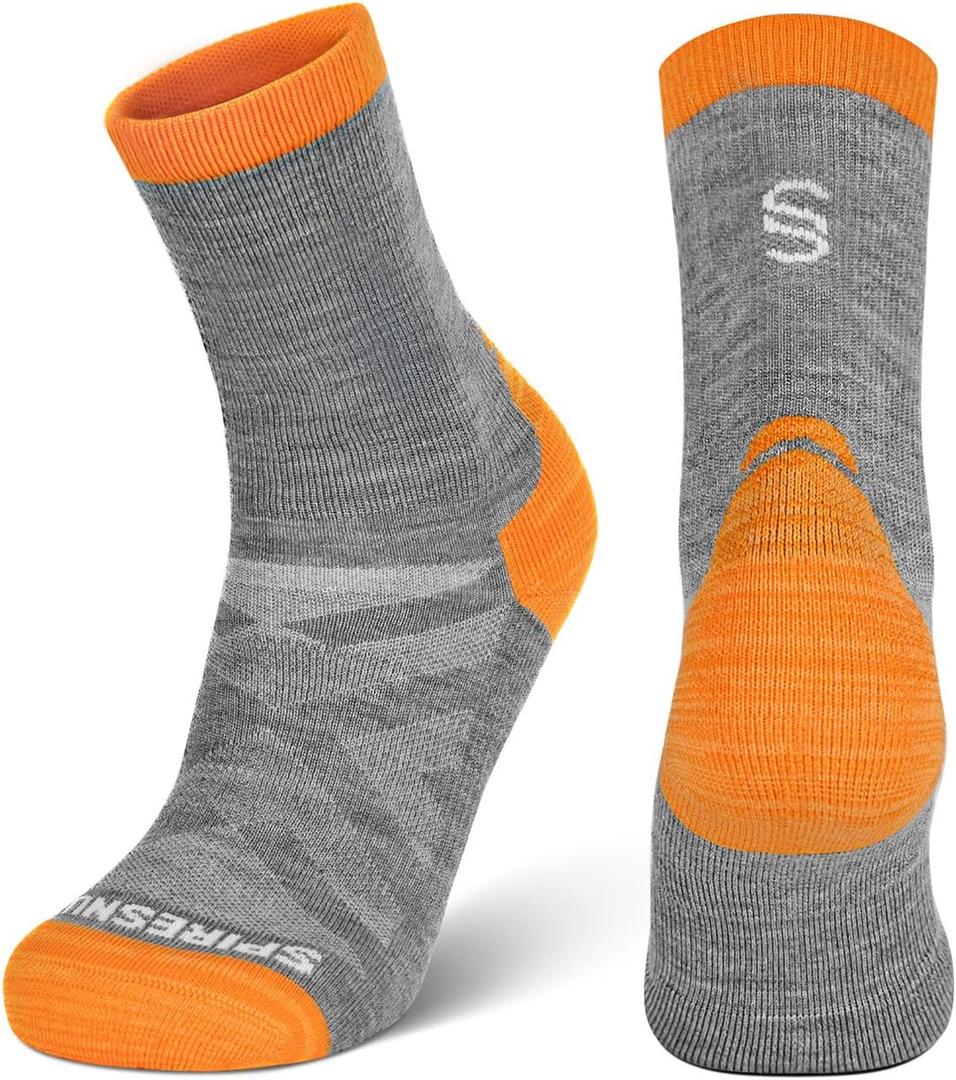 19.42 Micron Merino Wool Hiking Socks Men Women, Anti-Blister Moisture Wicking Breathable Seamless Toe Crew Socks