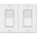BESTTEN 2 Pack 4Way Decorator Wall Light Switch with Wallplate, 15A 120/277V, On/Off Paddle Rocker Interrupter, SelfGrounding, UL Listed, White