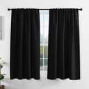 PONY DANCE Kitchen Window Curtains Over Sink, Short Blackout Bathroom Window Curtains, Thermal Insulated Rod Pocket Home Decor Drapes for Bedroom Small Window(2 Panels Set, Black, 42" W x 45" L)