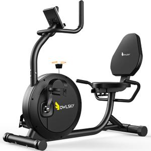 OWLSKY Recumbent Exercise Bike for Home Gym, Magnetic Stationary Bike with 16Level Resistance, Quiet 15LBS Flywheel, 400LBS Capacity, LowImpact Cardio & Physical Therapy