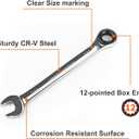 2 x Egofine 7/16 inch Ratcheting Combination Wrench SAE, Industrial Grade Gear Spanner with 12-Point Design, 72-Tooth Ratchet, Chrome Vanadium Steel