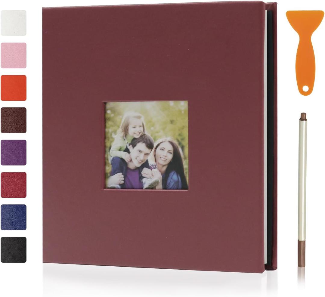 RECUTMS Large Photo Album Self Adhesive Scrapbook Album for Wedding/Family/Couples, Linen Cover 40 Pages Magnetic Photo Book DIY Gift for Christmas Day Baby Growth (Brown)