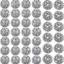 40 Pcs 20 mm Rhinestone Beads Bulk Crystal Round Disco Ball Chunky Bubblegum Beads for Pens Bracelets Charms Craft European Style Jewelry Making Supplies Christmas(Silver)