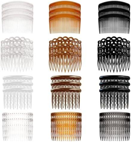 36 Pieces French Side Combs, FHDUSRYO Slides Hair Combs Decorative Comb with 11/16/17/23 Teeth, Plastic Side Hair Twist Hairs Clips Accessories for Women Decorative French (4 Styles)