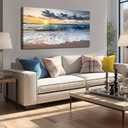 Beach Prints Wall Decor for Bedroom Sunset Pictures for Living Room Ocean Canvas Wall Art for Office Ready to Hang 24 x 48 Inch