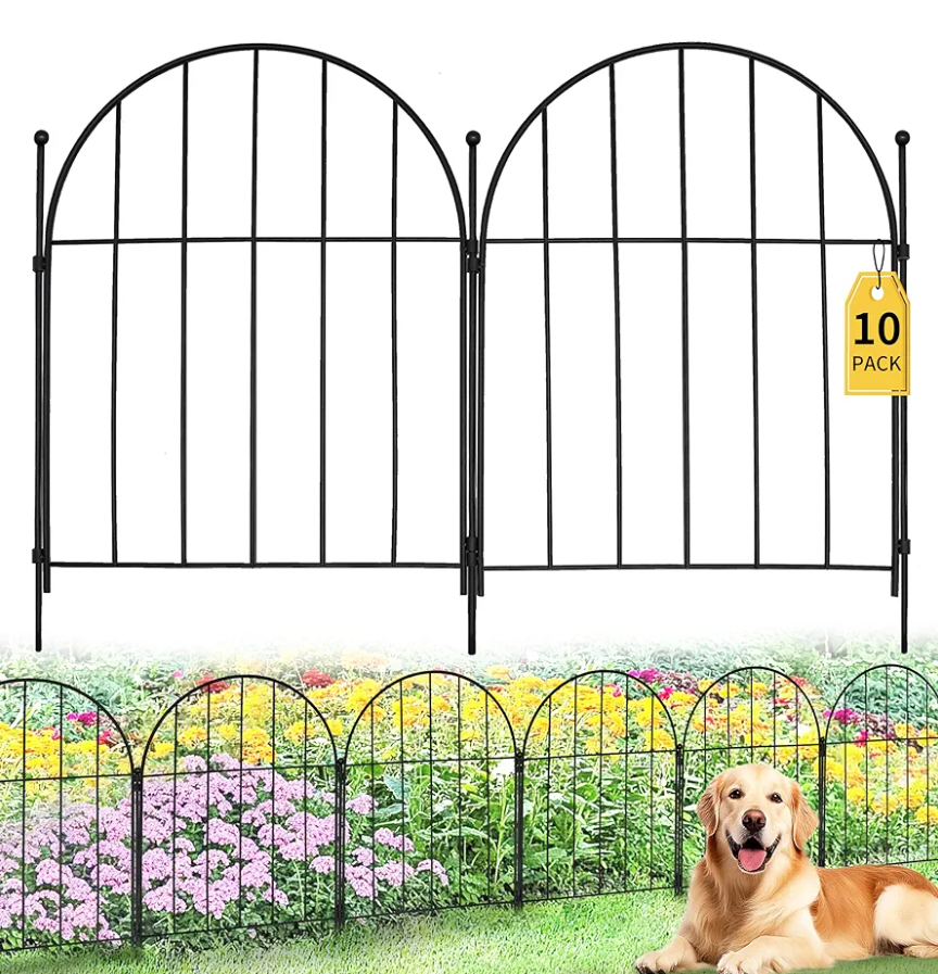 10PACK Garden Fence,11FT(L) x17inch(H) Metal No Dig Fence Animal Barrier Fence,Heavy Duty Rustproof Arched Flower Bed Edging Ornamental Wire Border Panel,Decorative Fence for Yard Patio Outdoor Decor