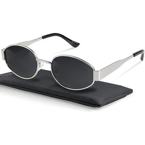 livho 2025 Trendy Oval Sunglasses - Stylish Polarized Shades for Everyday - Retro Metal Grey/Silver