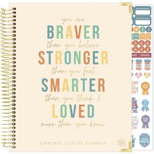 bloom daily planners Undated Chronic Illness Medical Planner & Journal - 12 Month Pain & Symptom Tracker, Mood & Medication Log, Appointment Organizer (7 x 9)- You Are Stronger Than You Think (Cream)