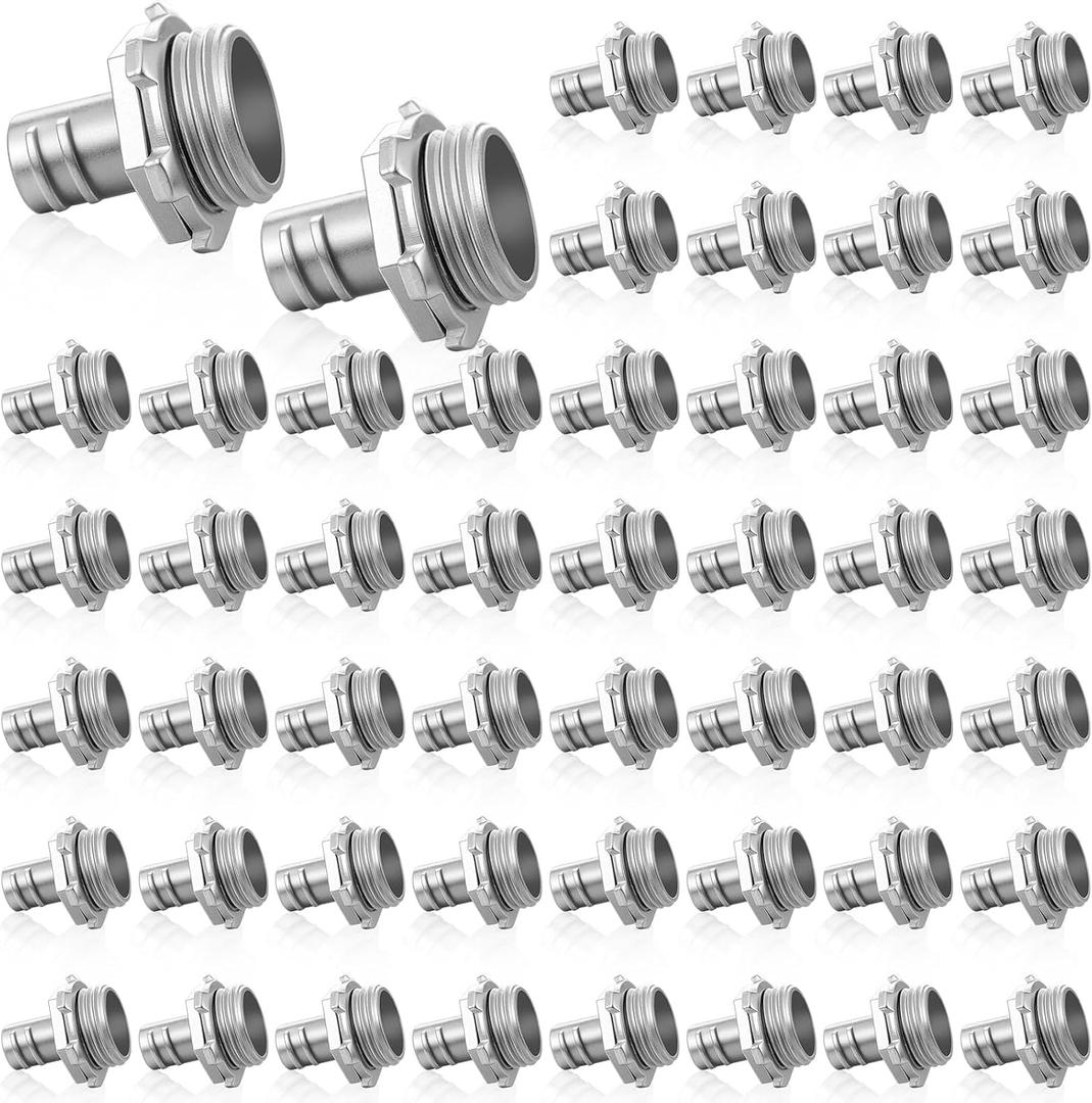50 Pack 3/8" Flex Screw-in Connector Metal-clad Cable Connectors Zinc Electrical Conduit Connector for Steel and Aluminum Cable