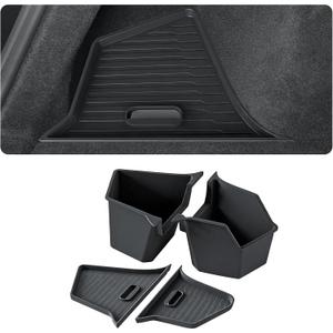 Custom Fit Trunk Storage Bins for Tesla Model Y Juniper 2025-2026 - Rear Cargo Organizer with Lids - TPE Waterproof & Odorless Car Interior Accessories