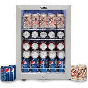 Whynter BR-091WS, 90 Can Capacity 2.1 cu. ft. Stainless Steel Beverage Refrigerator and cooler, Mini Fridge with Glass Door with lock