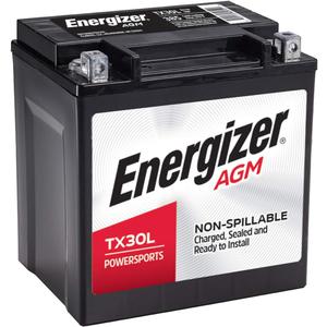 Energizer TX30L AGM Motorcycle and ATV 12V Battery, 385 Cold Cranking Amps and 30 Ahr, Replaces: TX30L and others, Black