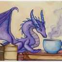Funny Coffee Book Dragon Mouse Pad Gaming Large Cute Mousepad Vintage Desk Mat Pad for Laptop Keyboard and Mouse Non-Slip Rubber Office Desk Accessories 23.6" X 11.8"