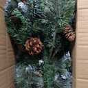21.65" Pre-lit Christmas Urn Filler with Tripod Stake Set of 2, Lighted Artificial Christmas Tree Outdoor Front Porch Planter Filler Flocked Pine Trees Holiday Home Decor, Battery Powered