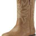 Rollda Kids Cowboy Boots for Boys Girls Western Square Toe Cowgirl Boots with Walking Heel (Toddler/Little Kid/Big Kid) (Brown), Size: 9 Toddler