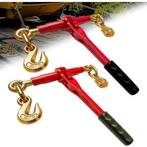 Ratchet Chain Binders 3/8'' - 1/2'' | 2-Pack Load Binders w/Clevis Hooks | 9,200 Lbs Working Load | Compatible with G43, G70 & G80 Chains | Secure Tie Down Binder for Hauling and Towing