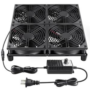 Wathai 120mm x 4 Router TV Box Fan 110v - 240v Big Airflow with Speed Control for DIY Gaming Consoles, Amplifiers, Xbox, Laptop Stand, Mining Machines Devices Cooling