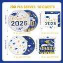 200Pcs Graduation Plates and Napkins 2026,Blue and Gold Graduation Decorations,Congrats Grad Plates Class Of 2026 Plates and Napkins for College High School Graduation Party, Serve 50