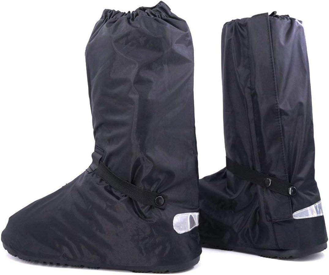 Hilitchi Black Men Waterproof Rainstorm Rainy Day Rain Suit Raingear Motorcycle Outdoor Protective Gear Rain Boot Shoe Cover Zipper US 10-11 Euro 44-45 Black