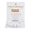 Kvekstio First Birthday Pearl Bracelet Gift for 1 Year Old Daughter Granddaughter Niece, Happy 1st Birthday Jewelry, Wonderful 1st Birthday White Pearl Adjustable Bracelet Gift for Age One