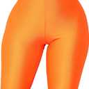 SUNFEXOY Biker Shorts for Women,High-Waisted Shiny Neon Bright Active Workout Yoga Pants Running Shorts Knee Length (Pink, L)