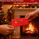 2 x Christmas Money Holders for Cash, Gift Card Envelopes with 10 Slots,Surprise Xmas Money Envelopes for Men Women Girls Boys (Red)
