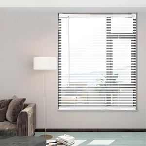 Cordless Vinyl Mini L Blinds 25" W x 64" H, 1" Slat White Horizontal Windows L Blind for Door, Shades, Camper, Light Filtering, Interiors, Arrive 1/2 Inch Narrower Indoor