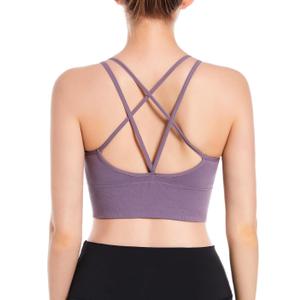 Sports Bras for Women, Criss-Cross Back, Adjustable Wire-Free Medium Support Workout Bra with Removable Cups, M