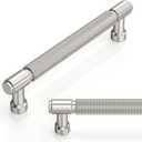10 Pack Brushed Satin Nickel Knurled Cabinet Pulls 5 Inch(128mm) Kitchen Cabinet Handles Cabinet Hardware for Drawer Pulls (5" Hole Center)