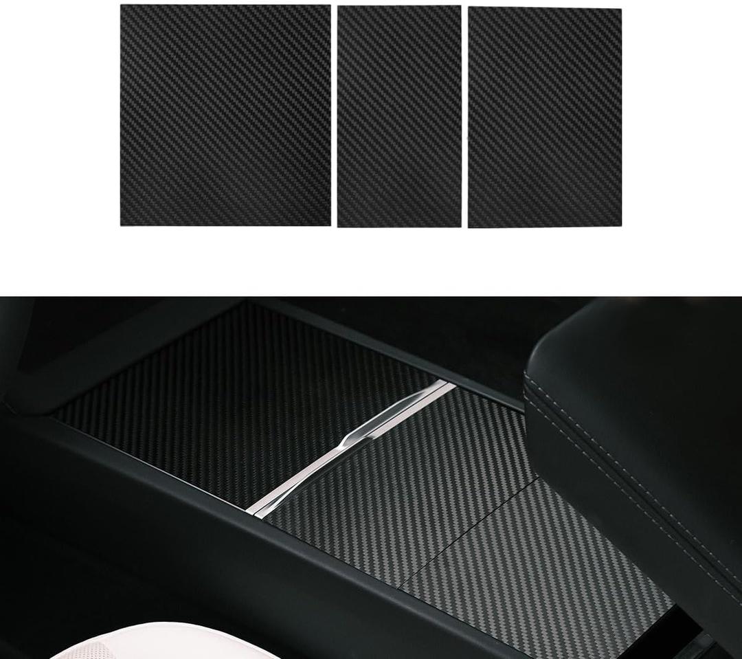 TPARTS Real Matte Carbon Fiber Center Console Cover for Tesla Model Y Juniper(2025-2026)/Model 3 Highland(2024-2026) Center Console Interior Cover Wrap Kit Protector Accessories (Premium/Performance)
