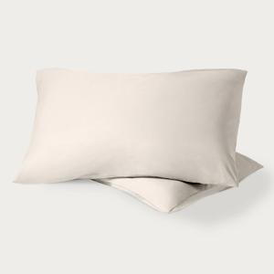 Bare Home 100% Organic Cotton Standard/Queen Pillowcase Set - Crisp Percale Weave - Pillowcases 2 Pack - Lightweight & Breathable (Standard Pillowcase Set of 2, French Beige)
