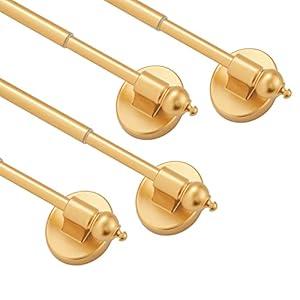 Magnetic Curtain Rods for Metal Doors，Multi-Use Adjustable Appliance for Windows Iron Steel Places，9-16 Inch，Gold，4 Pack