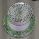Hushee 60 Pcs Green Plastic Plates Set for Wedding Party Guests Green and White Floral Pattern Dish 10.25" Dinner 7.5" Dessert Plates Disposable for Banquet Dinner Bridal Shower