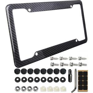 Real Carbon Fiber License Plate Frame Plate Holder with Mounting Tools License Plate Cover for Car Tag Frames