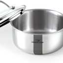 HOMICHEF Mirror Polished NICKEL FREE Stainless Steel 1.5 Quart / 6.5 Inch Sauce Pan with Glass Lid (No Toxic Non Stick Coating, Whole Clad 3 Ply) Soup Pot Small Cooking Pot