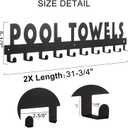 IBosins Large Pool Towel Rack with 10 Hooks, Towel Holder Wall Mounted for Outdoor, Towel Hanger for Hanging Bathrobes, Towels, Clothes - Perfect Pool Area Outside Sign and Decor (Black)