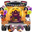 Halloween Trunk or Treat Decorations Kit for Car SUV with Trick or Treat Banner, Backdrop, Balloons, Stickers, Halloween Decor for Garage Door Entryway Archway