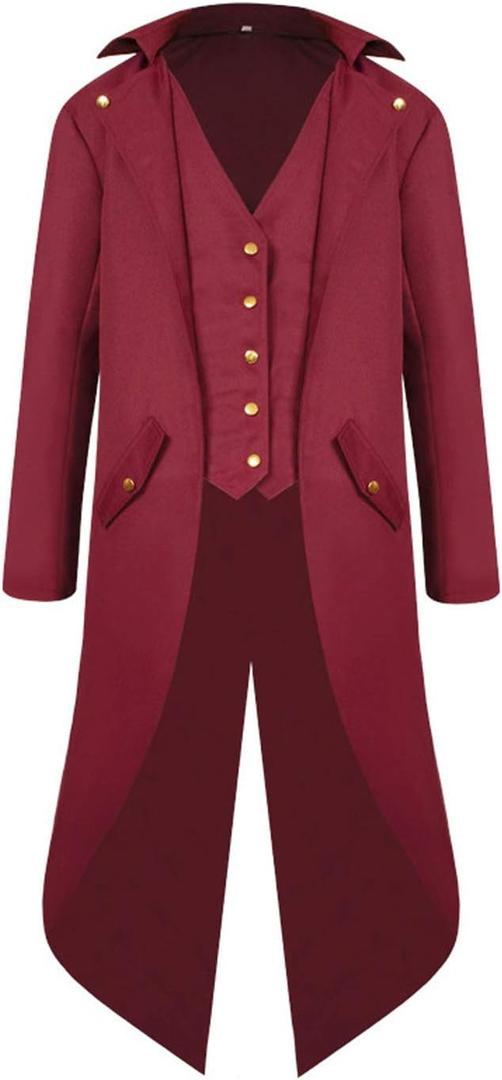 SIAEAMRG Renaissance Steampunk Tailcoat Halloween Costumes for Men, Retro Pirate Victorian Gothic Medieval Jacket, Medium