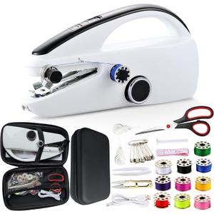 Handheld Sewing Machine for Beginners, Adults, Portable Small Mini Sewing Machine for Hemming, 2 Speed, Easy to Use, Heavy Duty Hemming Machine, Sewing Kit with Sewing Box for DIY Home Quick Repairs
