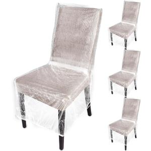 Remagr 4 Pcs Plastic Dining Chair Covers Protectors Clear Protector Waterproof Seat Cover, Fit W/21 x D/20 Inch