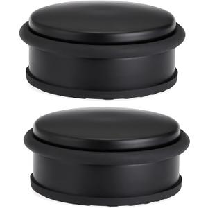 Sumnacon 2Pcs Heavy Duty Door Stoppers No Drill, Sturdy Stainless Steel Floor Door Stops with Anti-Skid Rubber - Decorative Metal Doorstops for Home Office Commercial Industrial, Black