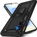 Heavy Duty Case for Samsung Galaxy S25 Phone Case with Screen Protector, Military Grade Shockproof Rugged Protective Cover for Samsung S25, with Metal Ring Magnetic Kickstand (Black)