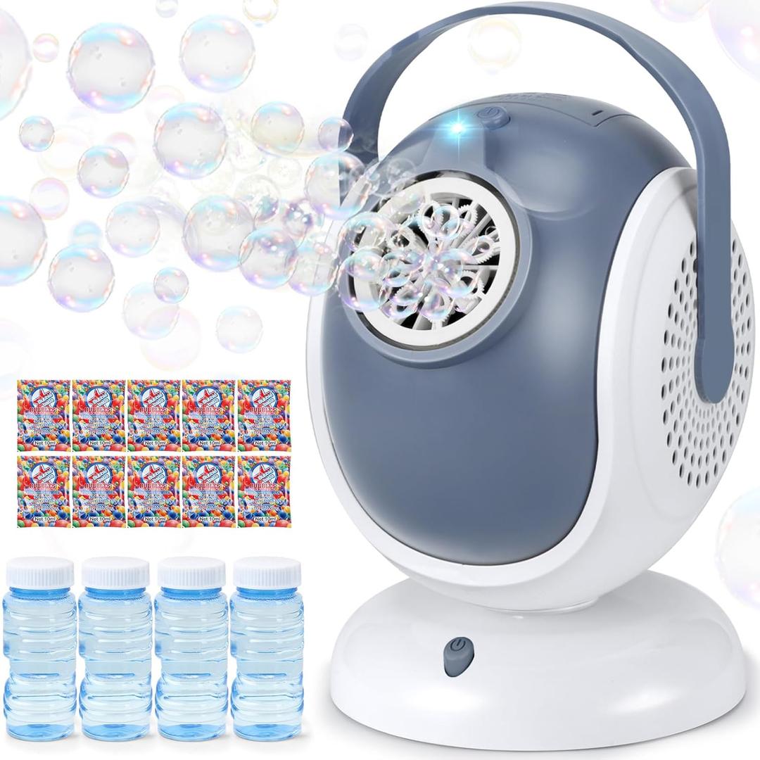 Bubble Machine for Kids: Automatic Bubble Blower 60 360 Auto Rotatable Bubble Machines for Parties Outdoor Bubble Machine Bubble Toys for Outdoor Wedding Birthday Party Gifts