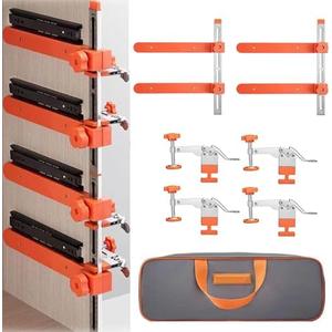 Drawer Slide Installation Jig with Toggle Clamp,Cabinet Hardware Jig with Magnetic Arm Punch Locator, Installing Faster, Straighter, and Smarter(4 Layers)