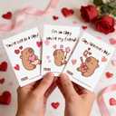 4 x Cute Capybara Valentine's Day Cards, 24 Pack with 6 Designs, 3.5x5 inch, Kids Classroom Exchange Cards with Hearts